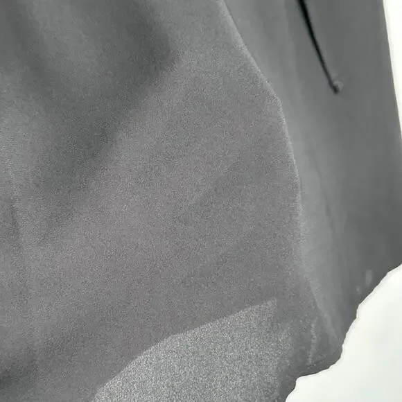 Ann Taylor LOFT Ruffle Tie Neck Mixed Media Top, Black, Size Small - Picture 6 of 8